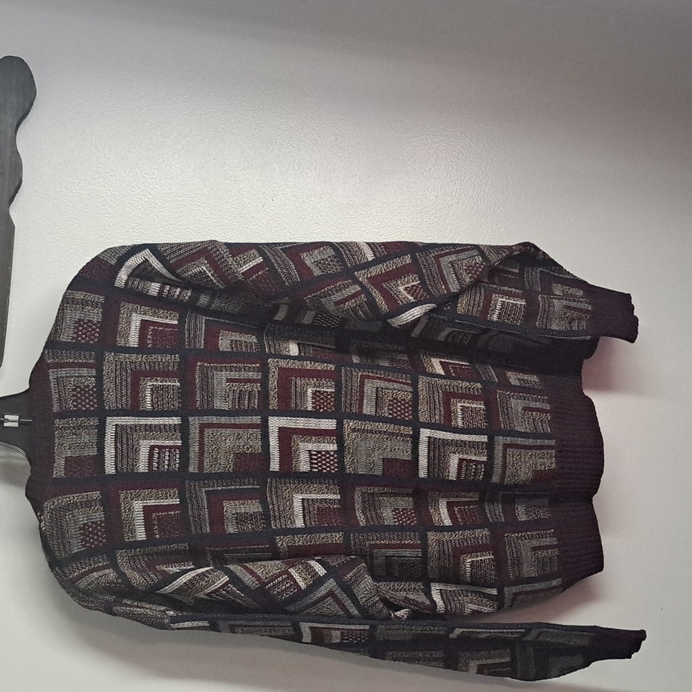 Geometric Patterned Chunky Knit Button Down Cardi… - image 5